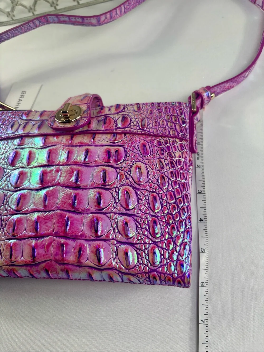 NWT Brahmin Mina Purple Iris Melbourne Iridescent Leather Crossbody
